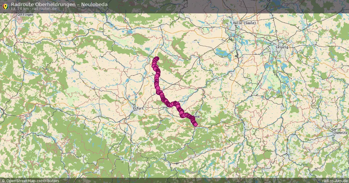 Fahrradroute von Oberheldrungen nach Neulobeda