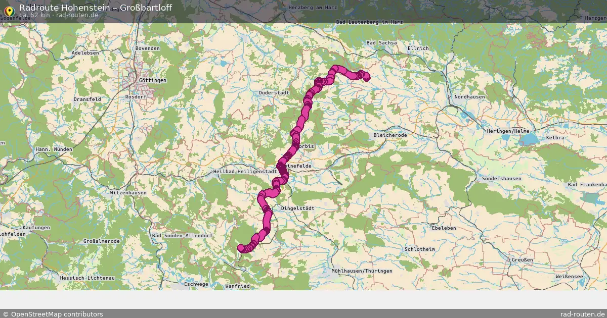 Fahrradroute von Hohenstein nach Großbartloff