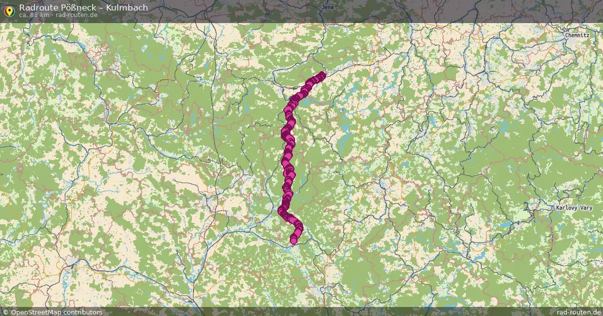 Fahrradroute von Pößneck nach Kulmbach