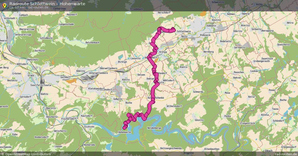 Fahrradroute von Schlettwein nach Hohenwarte
