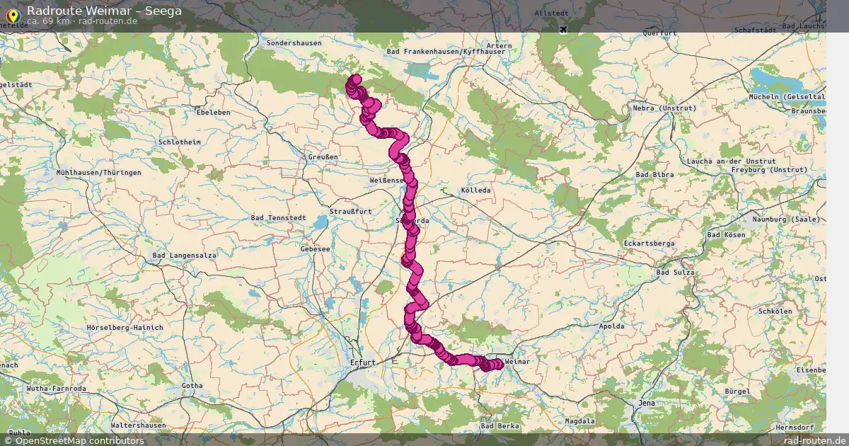 Fahrradroute von Weimar nach Seega