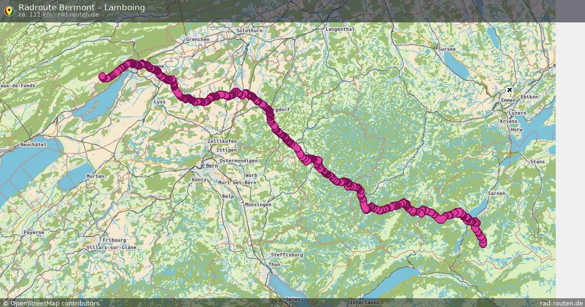 Fahrradroute Bermont – Lamboing (140 km) – Rad-Routen.de
