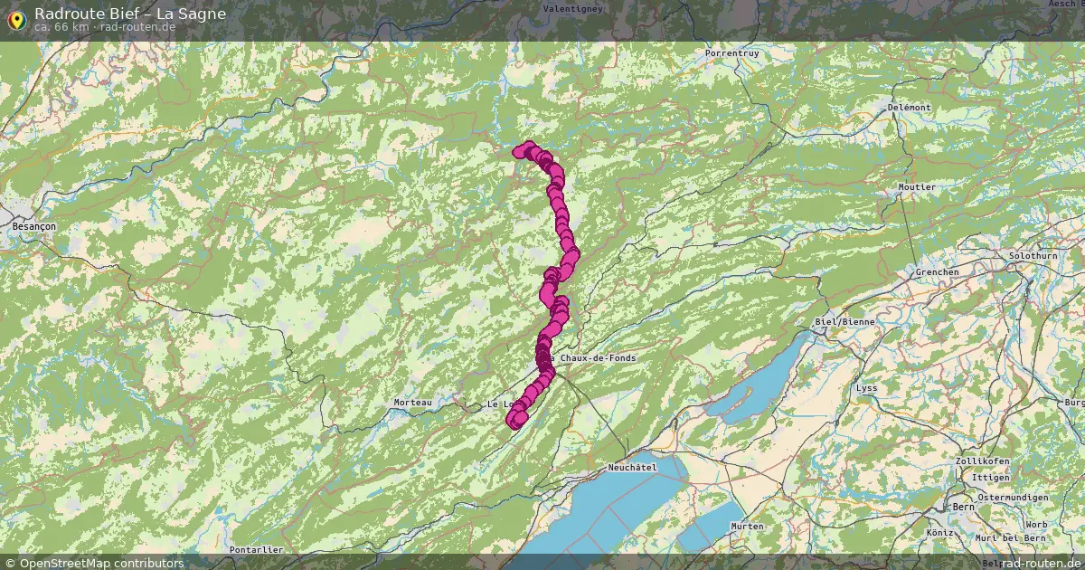 Fahrradroute Bief – La Sagne (66 km) – Rad-Routen.de
