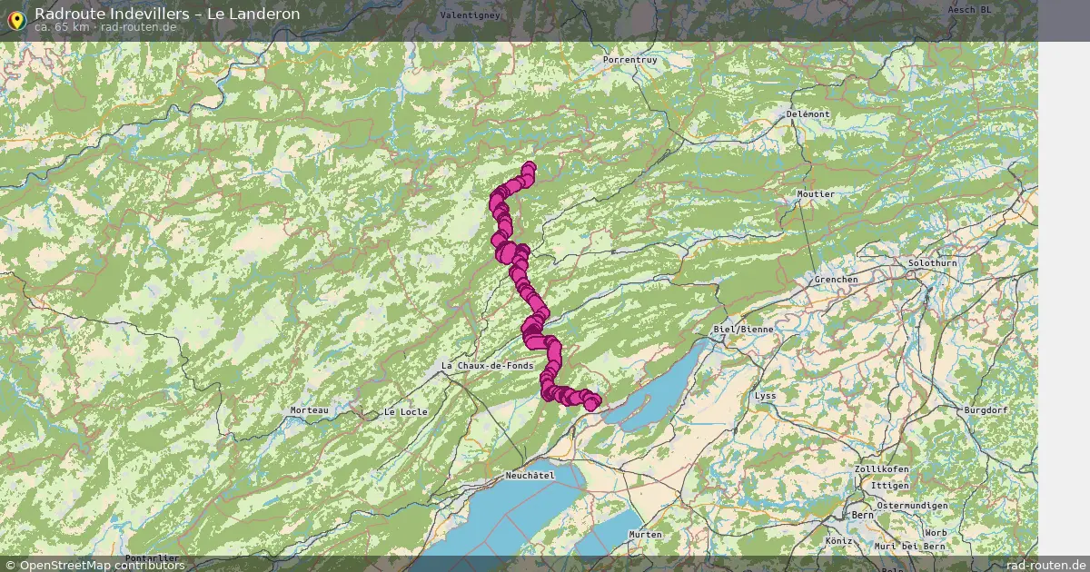 Fahrradroute Indevillers – Le Landeron (65 km) – Rad-Routen.de