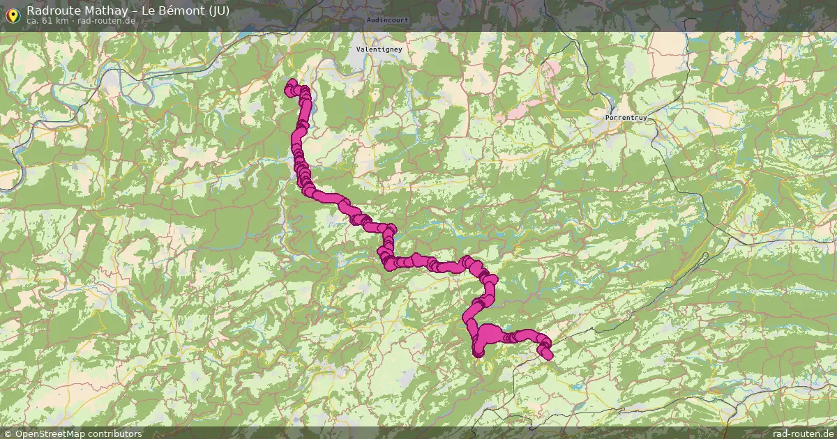 Fahrradroute Mathay – Le Bémont (Ju) (61 km) – Rad-Routen.de