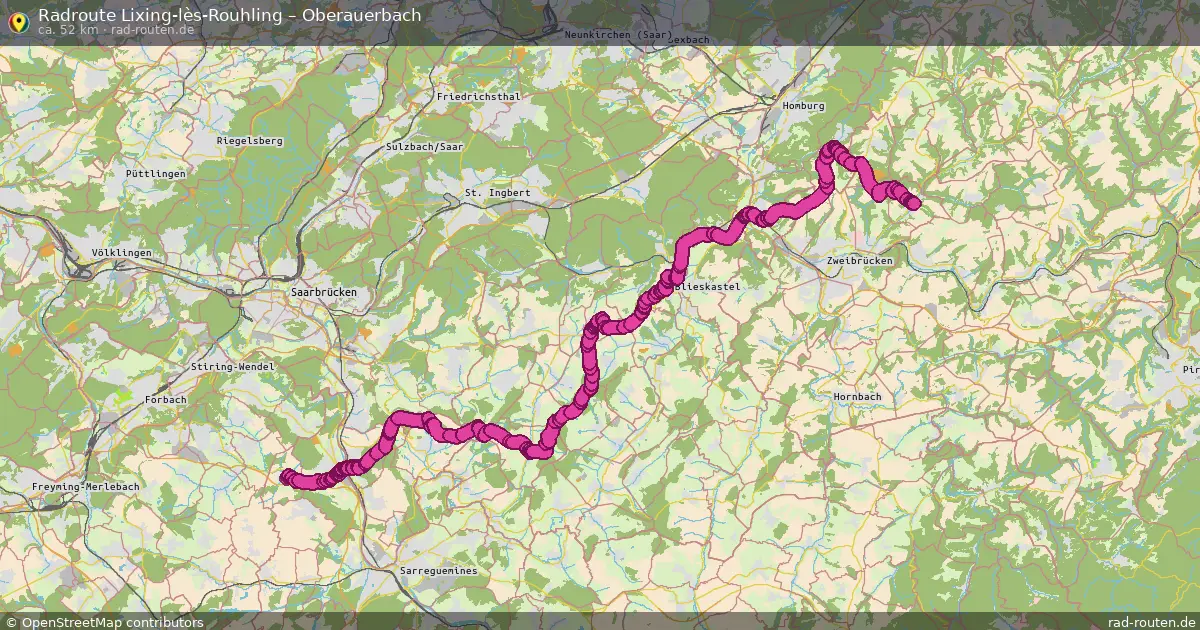 Fahrradroute Lixing-Lès-Rouhling – Oberauerbach