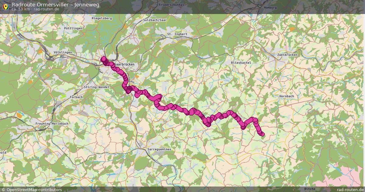 Fahrradroute Ormersviller – Jenneweg (53 km) – Rad-Routen.de