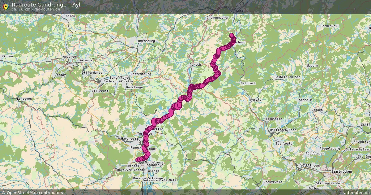 Fahrradroute Gandrange – Ayl (76 km) – Rad-Routen.de