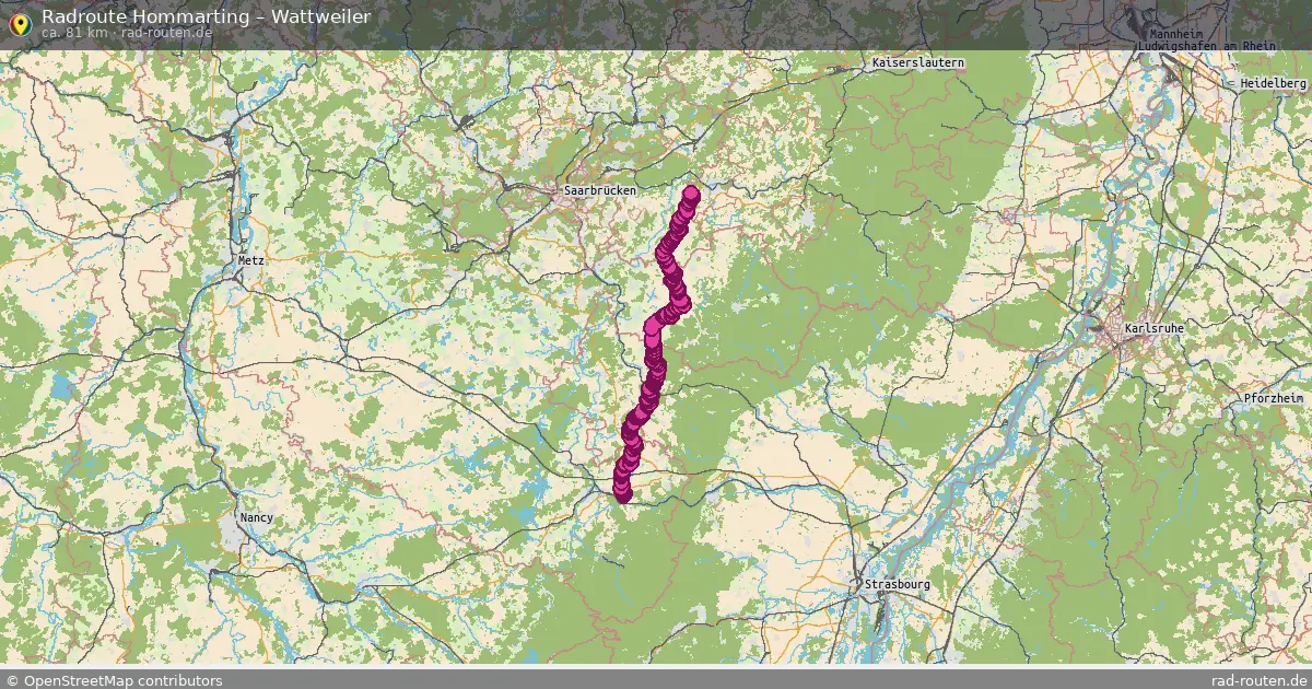 Fahrradroute von Hommarting nach Wattweiler