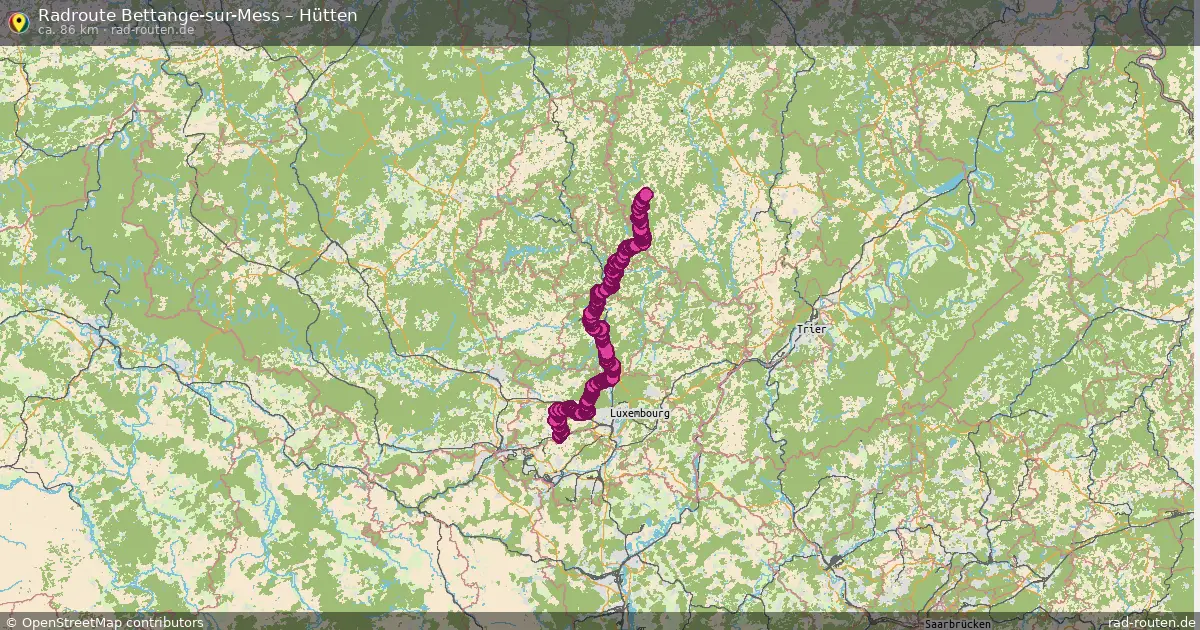 Fahrradroute Bettange-Sur-Mess – Hütten