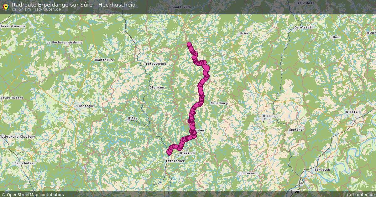 Fahrradroute Erpeldange-Sur-Sûre – Heckhuscheid