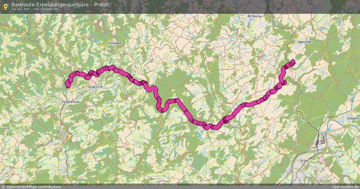 Fahrradroute Erpeldange-Sur-Sûre – Preist