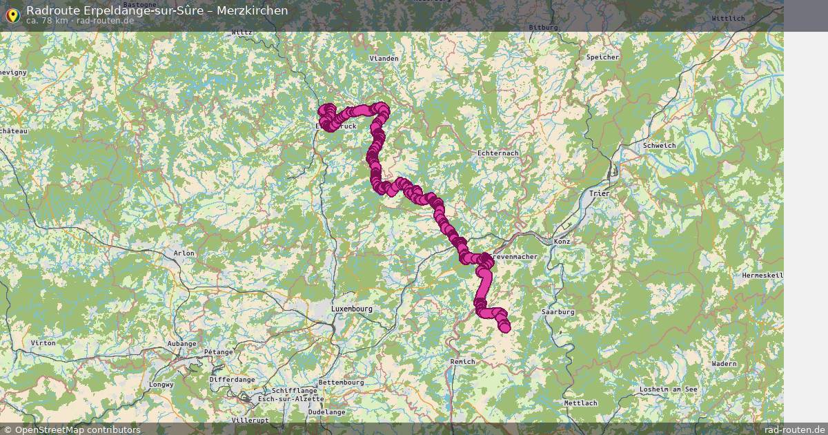 Fahrradroute Erpeldange-Sur-Sûre – Merzkirchen