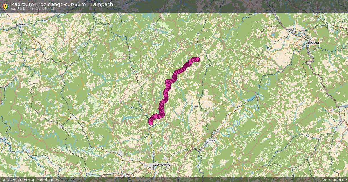 Fahrradroute Erpeldange-Sur-Sûre – Duppach