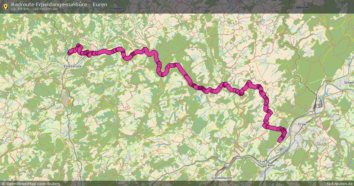 Fahrradroute Erpeldange-Sur-Sûre – Euren