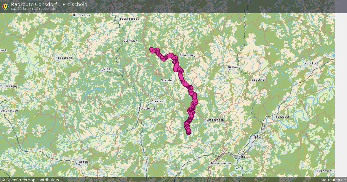 Fahrradroute Consdorf – Preischeid (55 km) – Rad-Routen.de