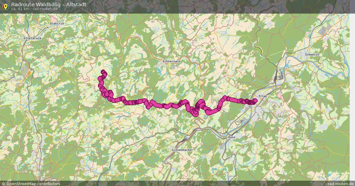 Fahrradroute Waldbillig – Altstadt (41 km) – Rad-Routen.de