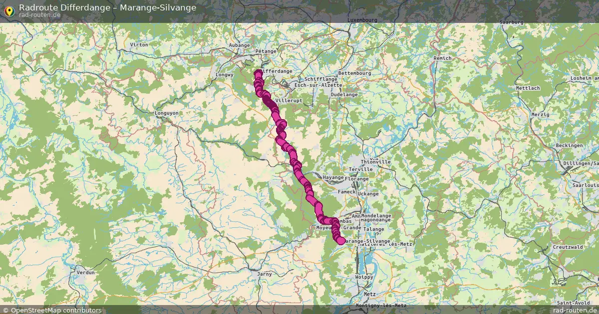 Fahrradroute Differdange – Marange-Silvange (54 km) – Rad-Routen.de