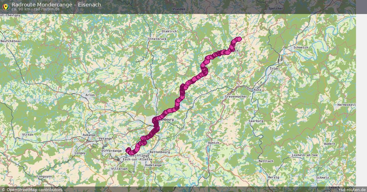 Fahrradroute Mondercange – Eisenach