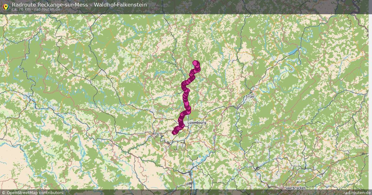 Fahrradroute Reckange-Sur-Mess – Waldhof-Falkenstein