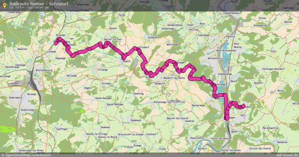 Fahrradroute Roeser – Sehndorf