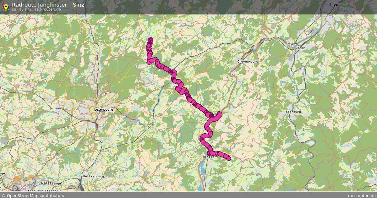 Fahrradroute Junglinster – Sinz