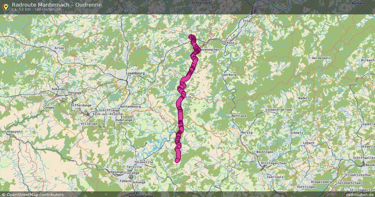 Fahrradroute Manternach – Oudrenne