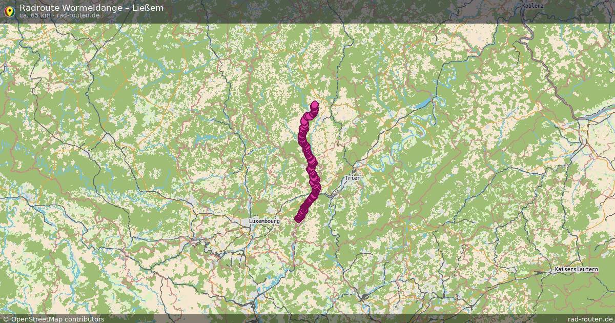 Fahrradroute Wormeldange – Ließem