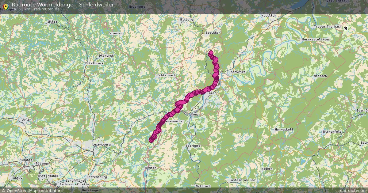 Fahrradroute Wormeldange – Schleidweiler