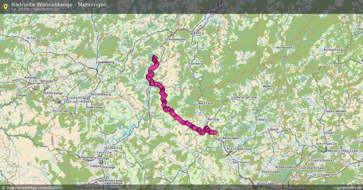 Fahrradroute Wormeldange – Menningen