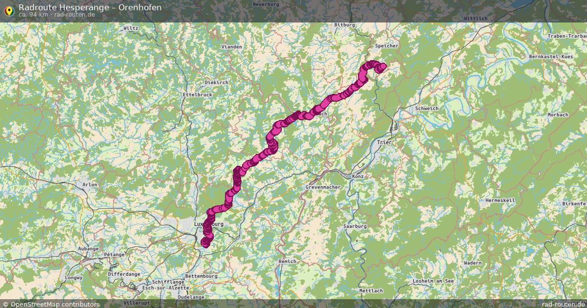Fahrradroute Hesperange – Orenhofen