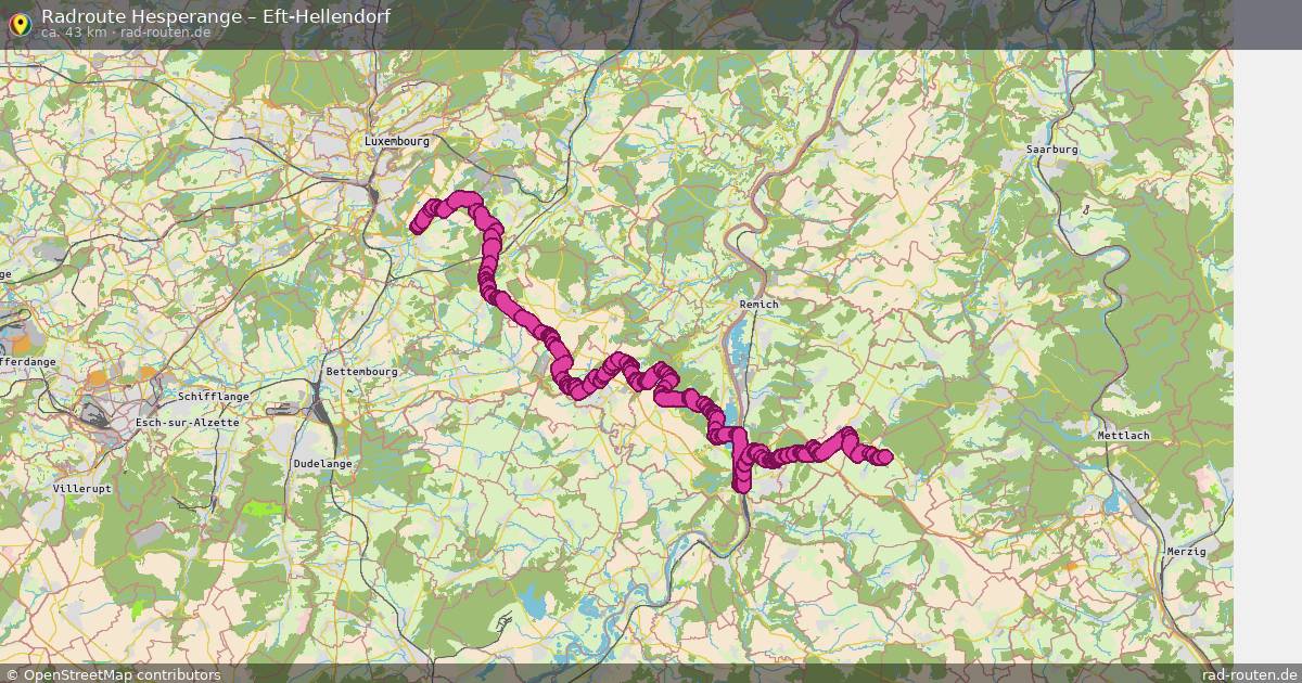 Fahrradroute Hesperange – Eft-Hellendorf