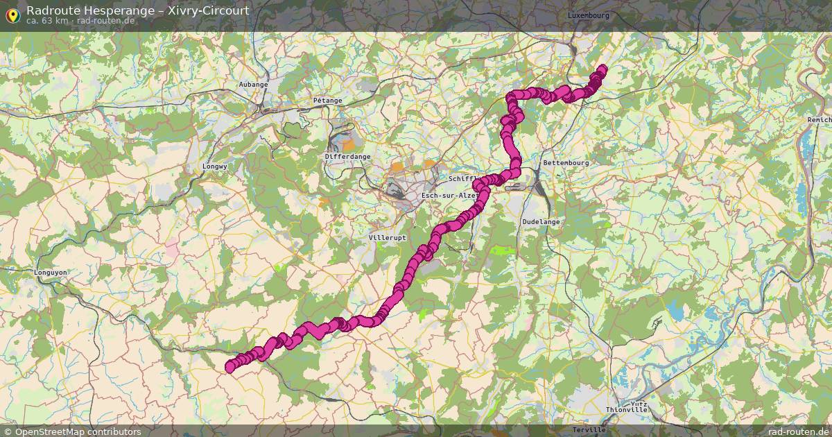 Fahrradroute Hesperange – Xivry-Circourt