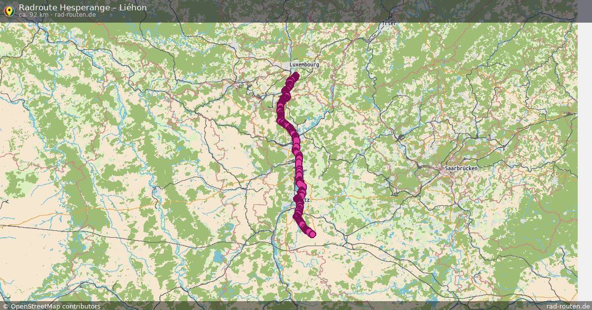 Fahrradroute Hesperange – Liéhon