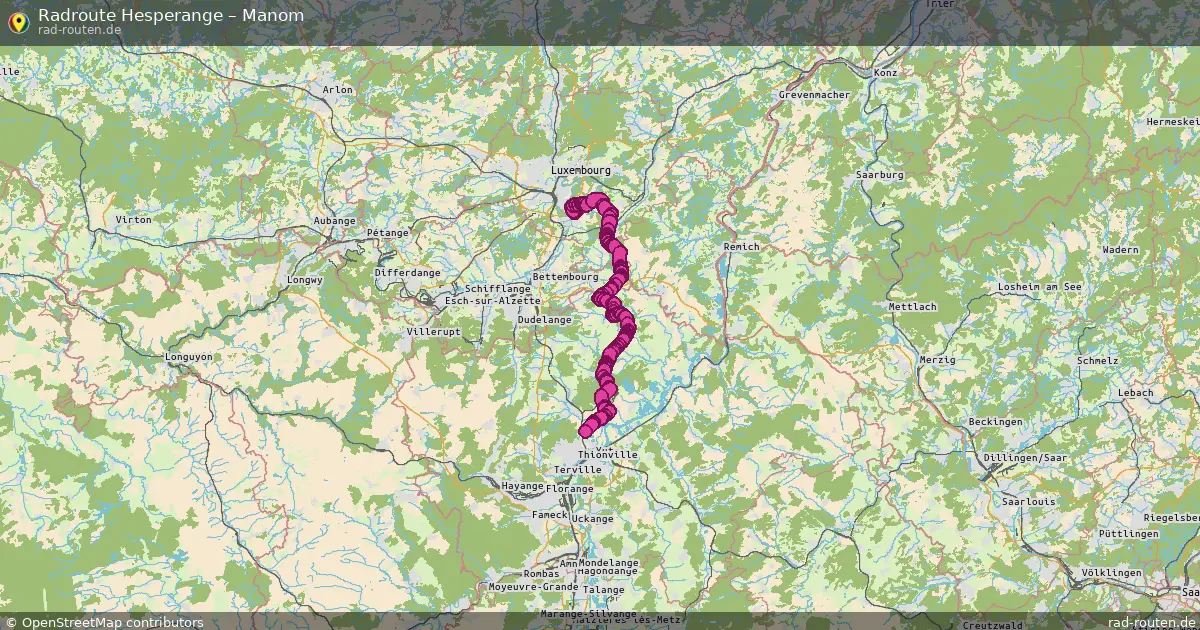 Fahrradroute Hesperange – Manom