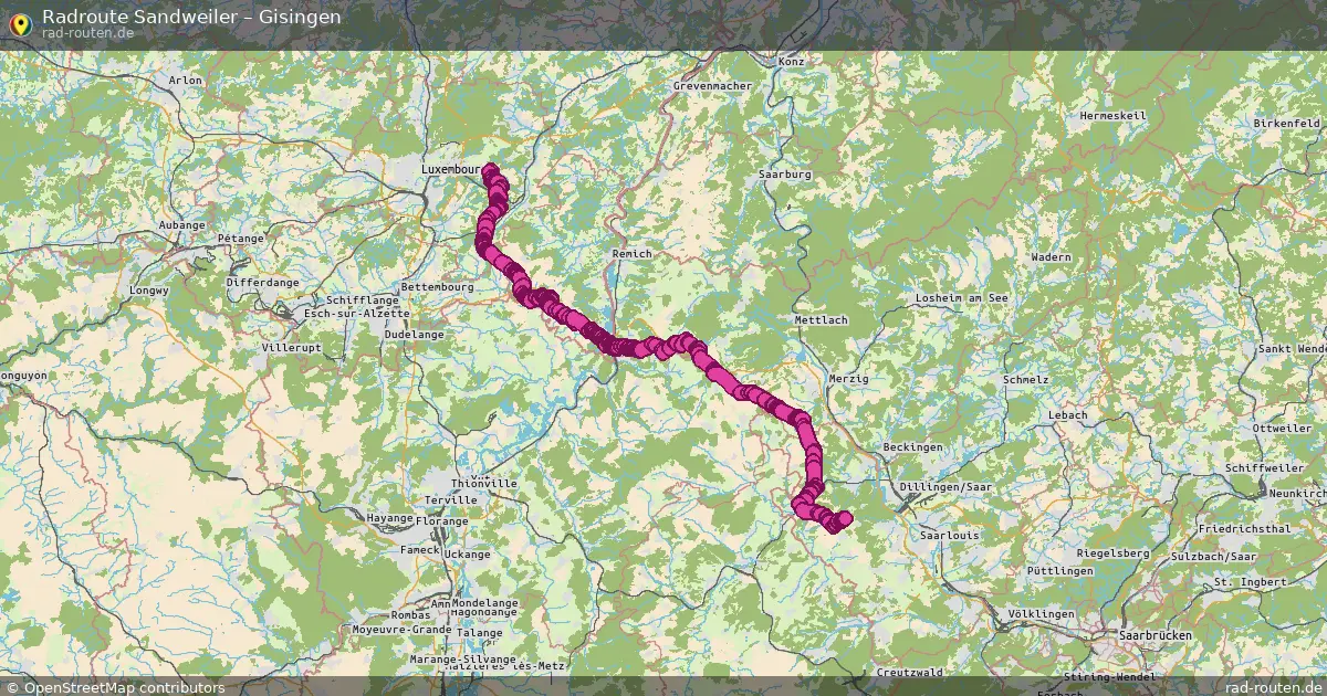 Fahrradroute Sandweiler – Gisingen