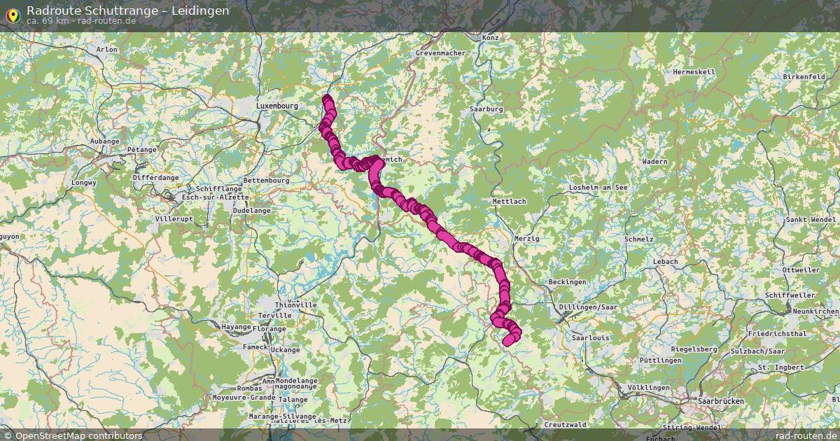 Fahrradroute Schuttrange – Leidingen