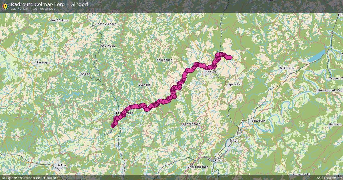 Fahrradroute Colmar-Berg – Gindorf