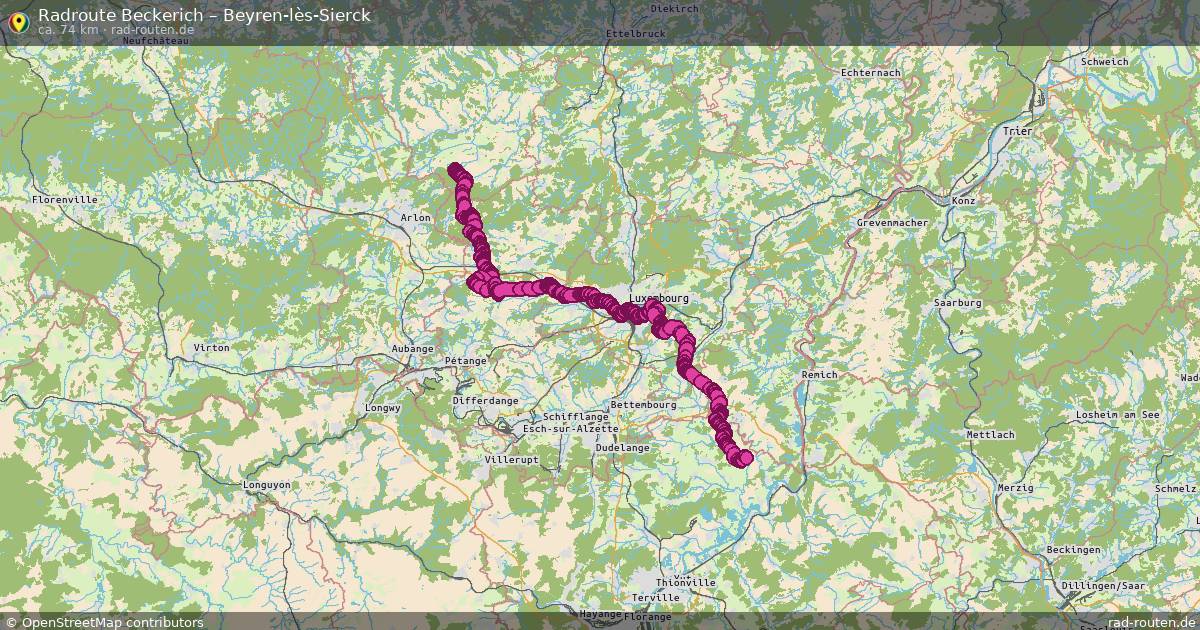 Fahrradroute Beckerich – Beyren-Lès-Sierck