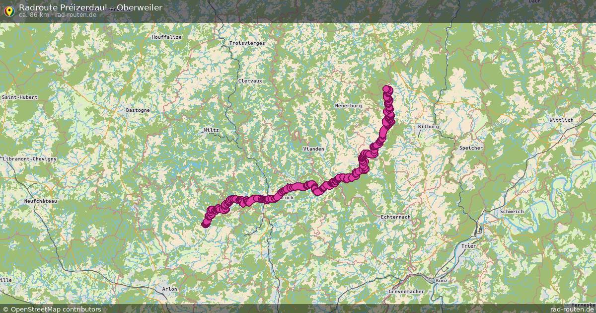 Fahrradroute Préizerdaul – Oberweiler