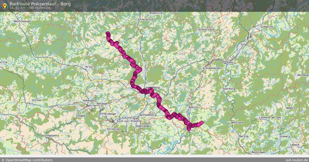Fahrradroute Préizerdaul – Borg