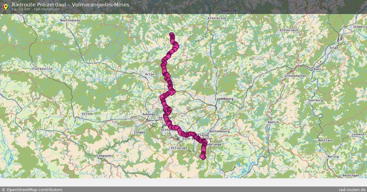 Fahrradroute Préizerdaul – Volmerange-Les-Mines