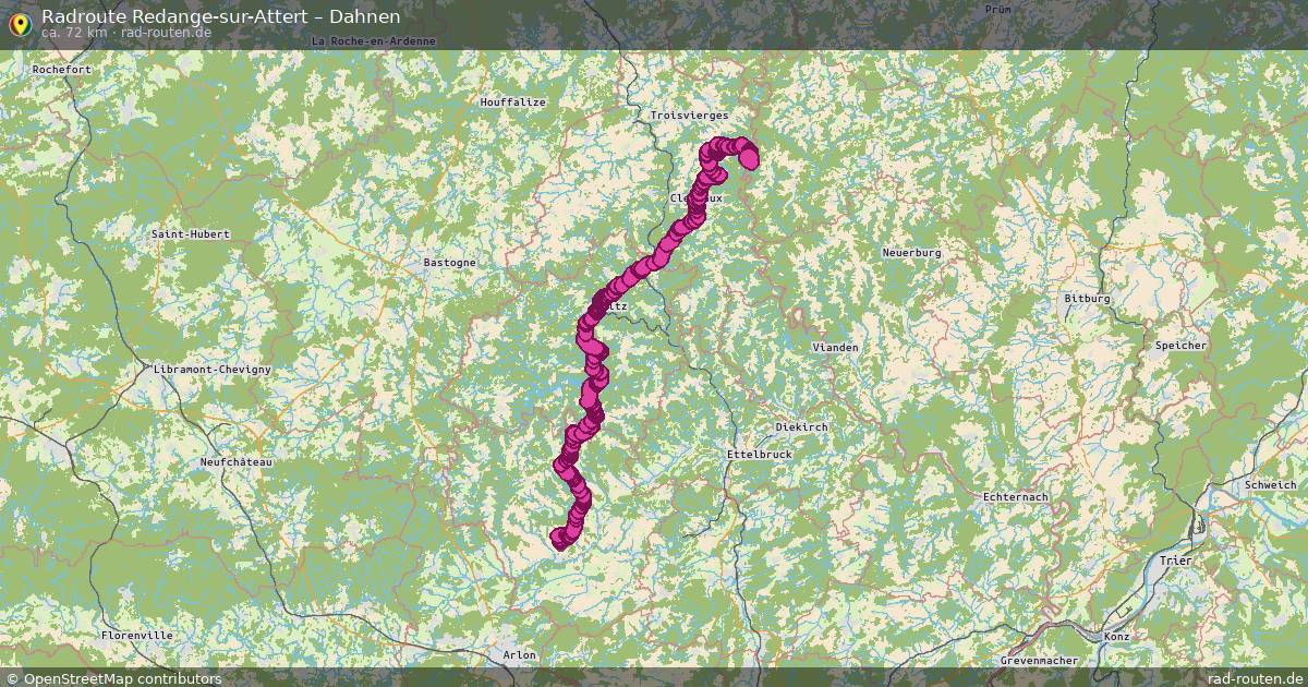 Fahrradroute Redange-Sur-Attert – Dahnen