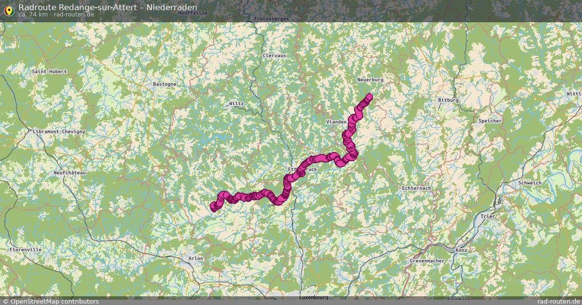 Fahrradroute Redange-Sur-Attert – Niederraden