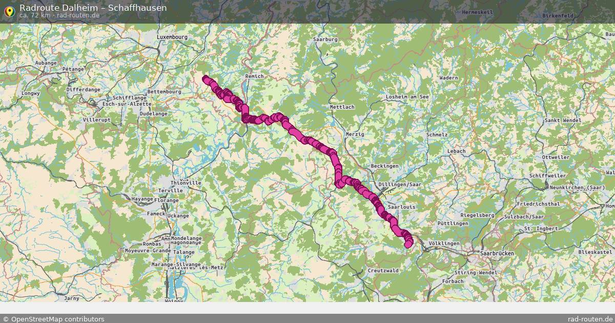 Fahrradroute Dalheim – Schaffhausen