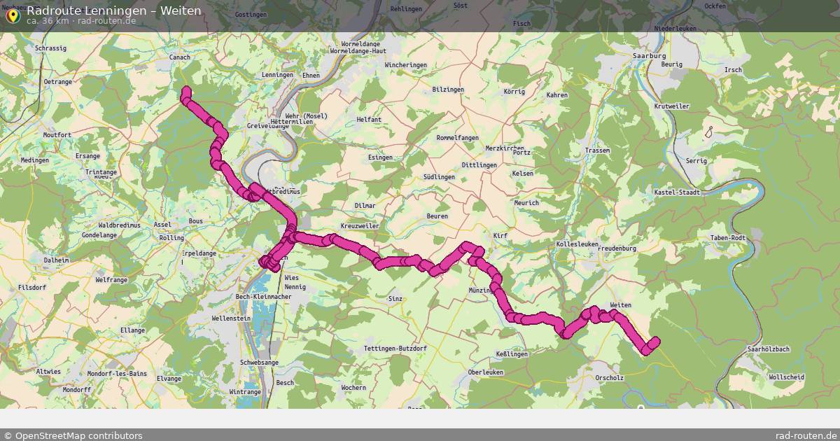 Fahrradroute Lenningen – Weiten