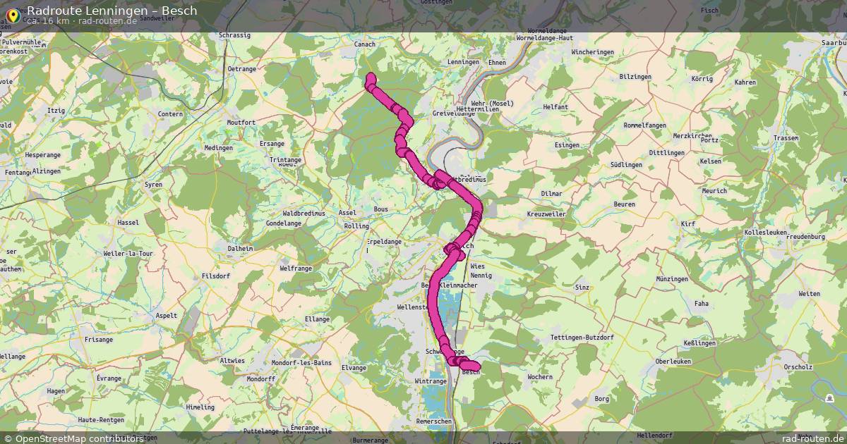 Fahrradroute Lenningen – Besch