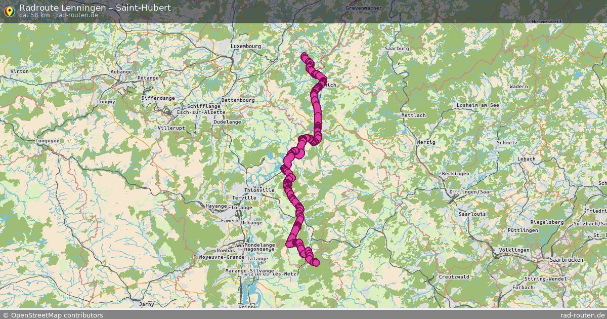 Fahrradroute Lenningen – Saint-Hubert