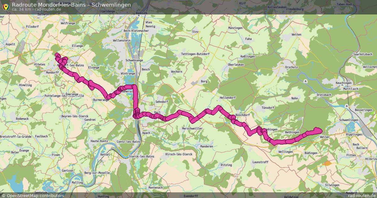 Fahrradroute Mondorf-Les-Bains – Schwemlingen