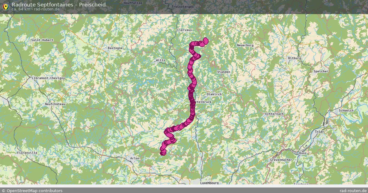 Fahrradroute von Septfontaines nach Preischeid